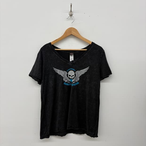 할리데이비슨 블랙 빈티지 반팔 티셔츠 여성 L