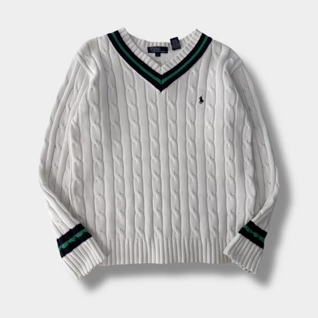 폴로 랄프로렌 00‘s 화이트 크리켓 코튼 니트