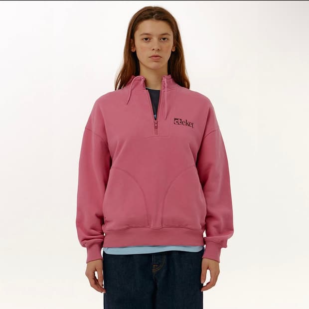테켓 Plan Half Zip-Up Sweatshirt Pink