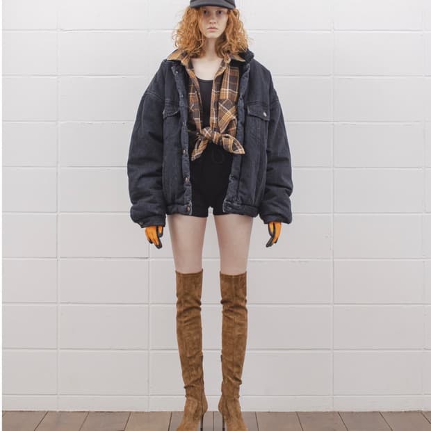 언유즈드 블랙 데님 패딩 자켓 4