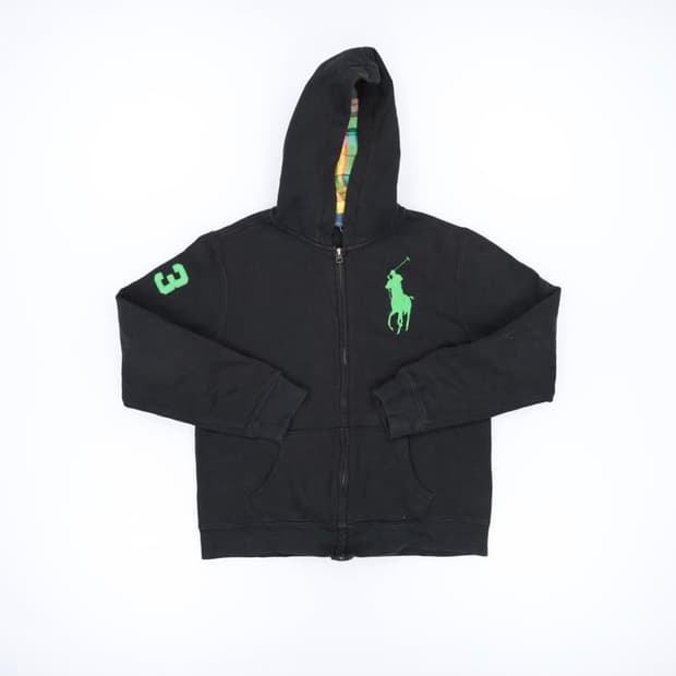 폴로 빅포니 후드 키즈 우먼 체크 블랙 