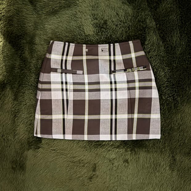 [M] 아디다스 X IVY PARK 플레이드 스커트 브라운