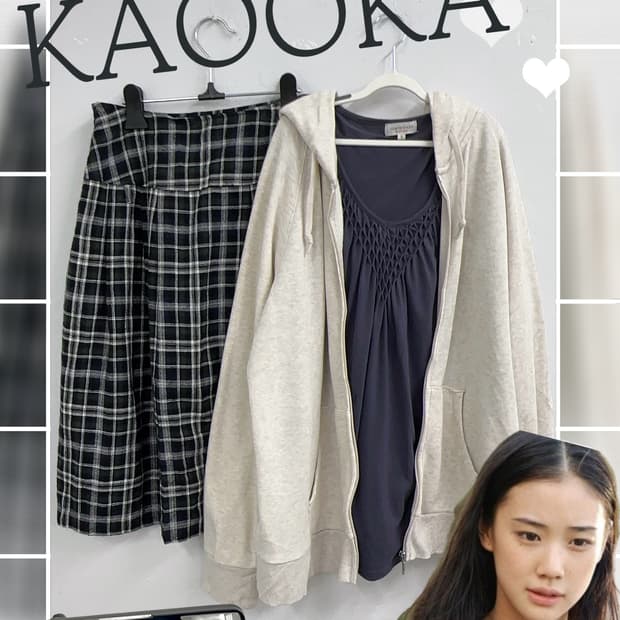 🥨하구미의 집업 코디세트🥨 후드집업 체크 미디스커트 그런지 히피 