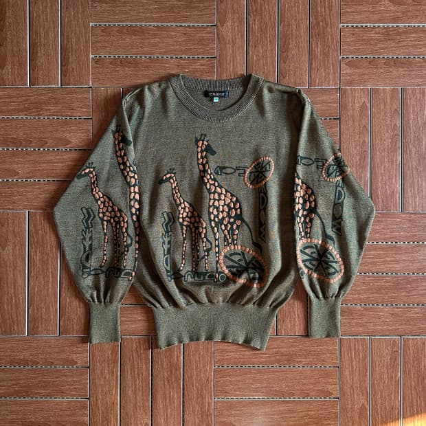 Enjour giraffe patern linen knit sweater