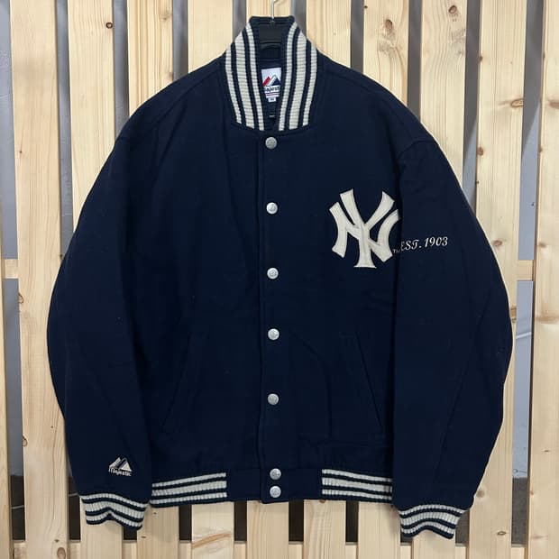 (L) 마제스틱 뉴욕 양키스 울 바시티 자켓 