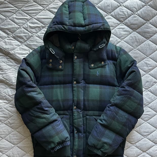 폴로 랄프로렌 블랙워치 타탄체크 패딩 L