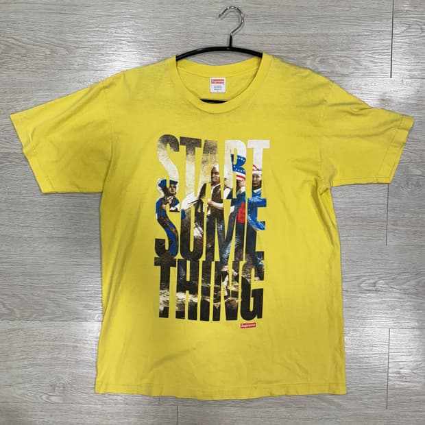 슈프림 Start Something 티셔츠 옐로우 L