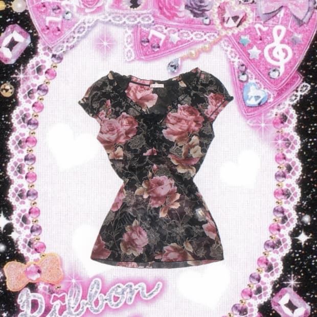 플라워 y2k 티셔츠