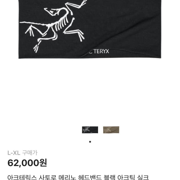 (L-XL) 아크테릭스 사토르 메리노 헤드밴드 블랙 아크틱 실크