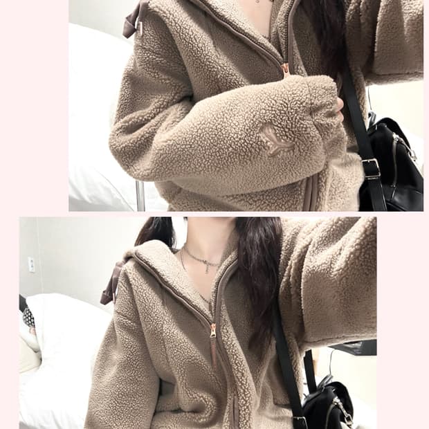 퓨마 스냅로고 초코 브라운 쉐르파 자켓