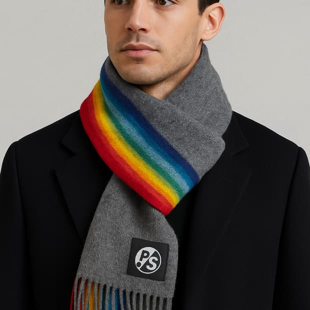 (1회착용드라이클리닝)폴스미스 레인보우 울 머플러