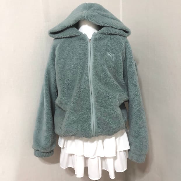 퓨마 민트 뽀글이 집업 S