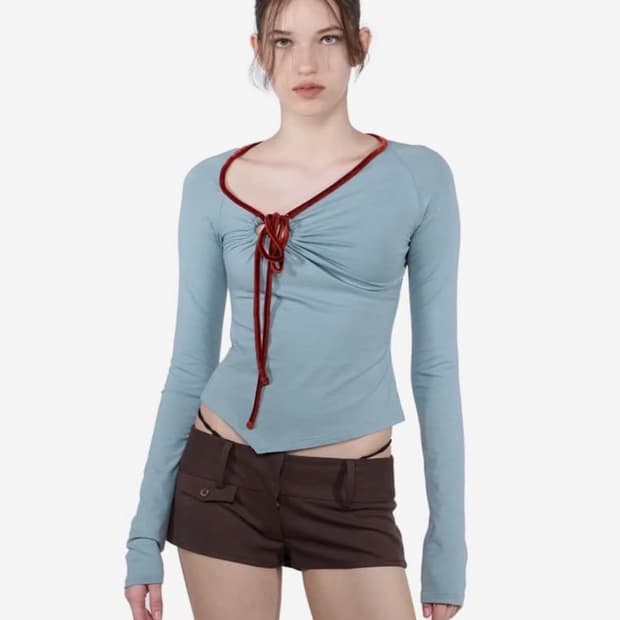 스컬프터 벨벳 더스티 블루 긴팔 티셔츠