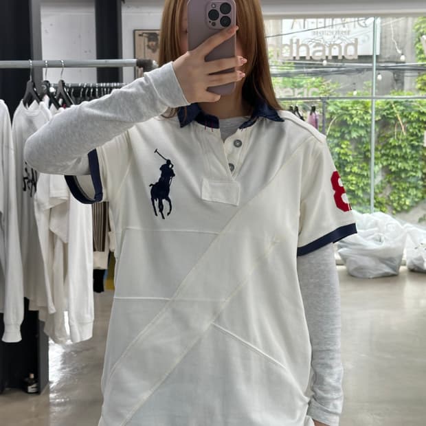 폴로랄프로렌 빅포니 넘버링 링거 PK반팔티 아이보리