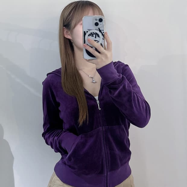 쥬시꾸뛰르 퍼플 벨벳 후드집업