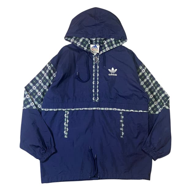 아디다스 올드스쿨 빅로고 체크 윈드 아노락