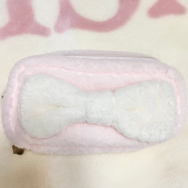 리즈리사 핑크 리본 퍼 파우치 히메갸루 방꾸