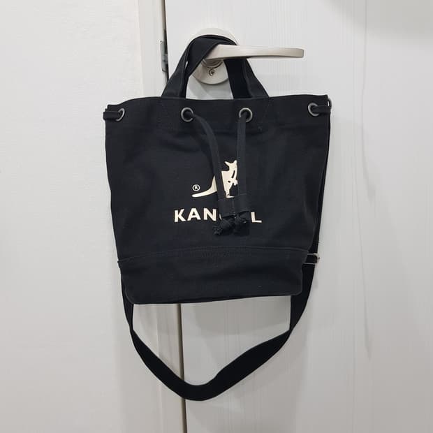 캉골 블랙 캔버스 버킷백 복조리백