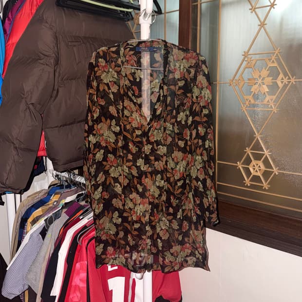 폴로 랄프로렌 플라워 실크 블라우스 시스루