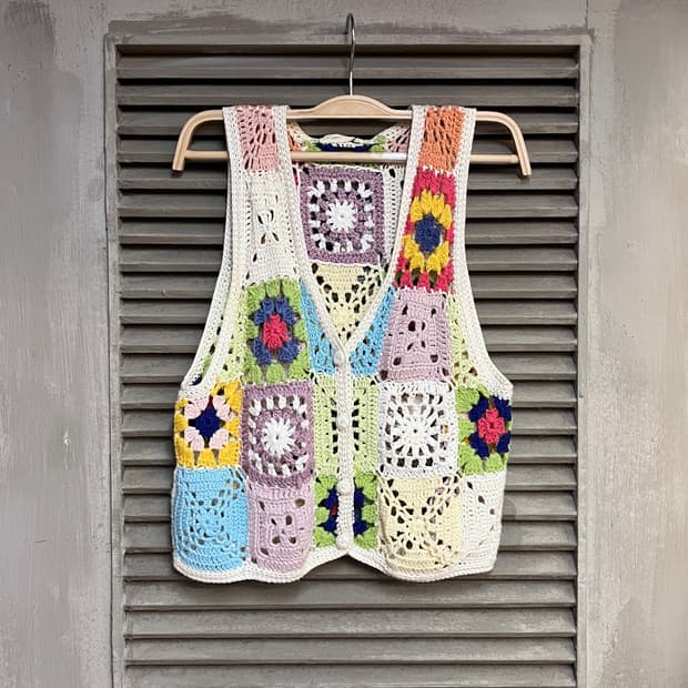 빈티지 뜨개 버튼 니트 조끼 아이보리 #csz4104