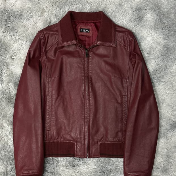 게스 90s 여성 가죽자켓 버건디
