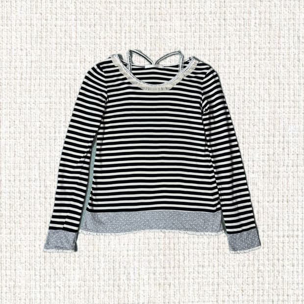 스트라이프 도트 티셔츠