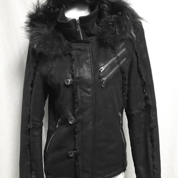 택포•빈티지 fuga 시어링 라쿤퍼 후드 n2b 무스탕 자켓