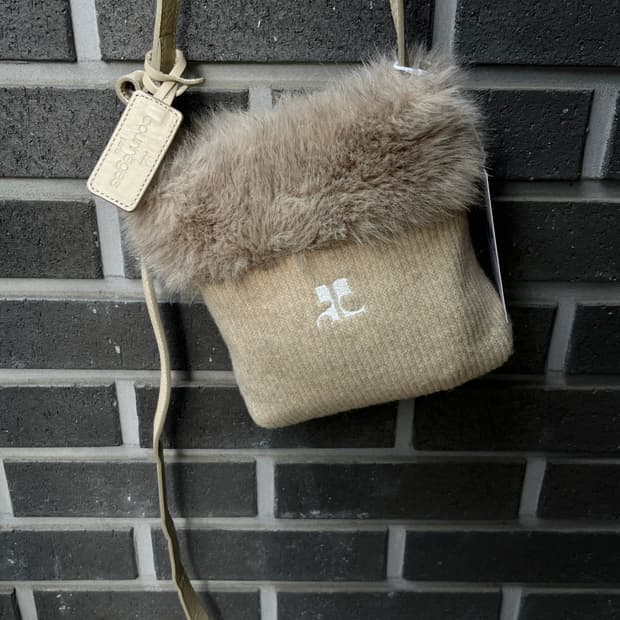 90s Courreges 꾸레쥬 로고 퍼 트리밍 백