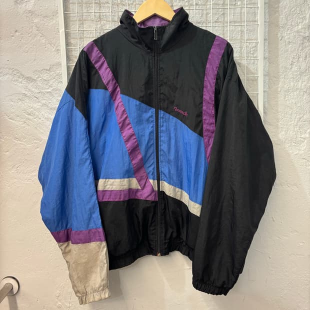 90s 리복 올드스쿨 배색 오버핏 바람막이 자켓 L