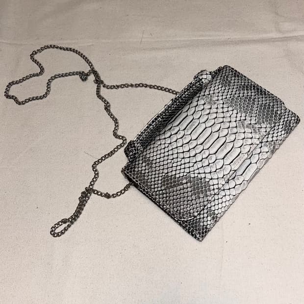silver crocodile wallet bag