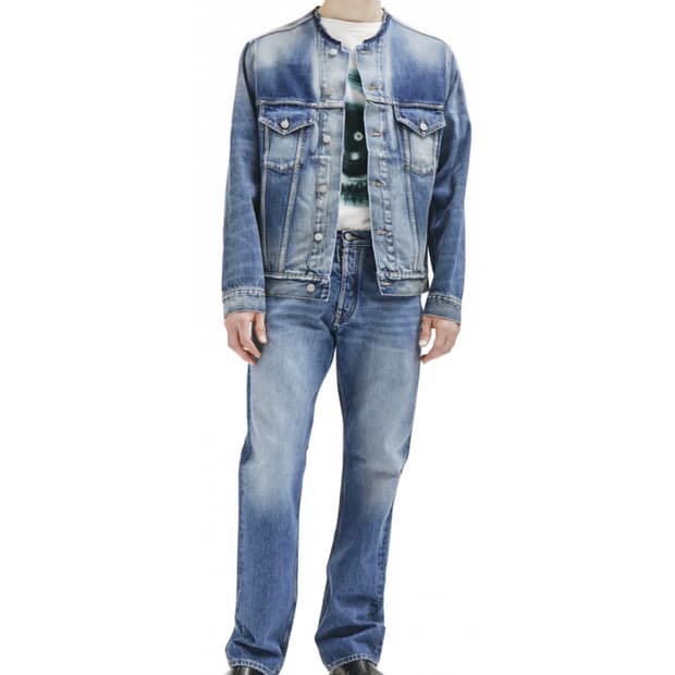 Margiela collarless denim jacket - blue