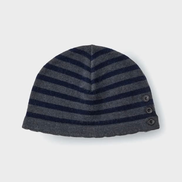 aeae 스트라이프 버튼 비니 그레이