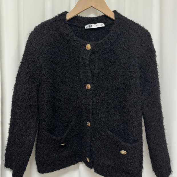 zara자라 블랙 부클레 가디건