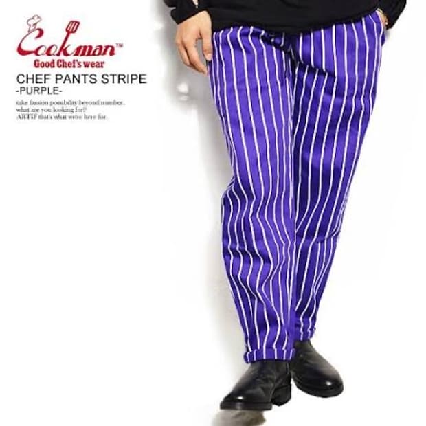 [L] COOKMAN CHEF PANTS STRIPE -PURPLE
