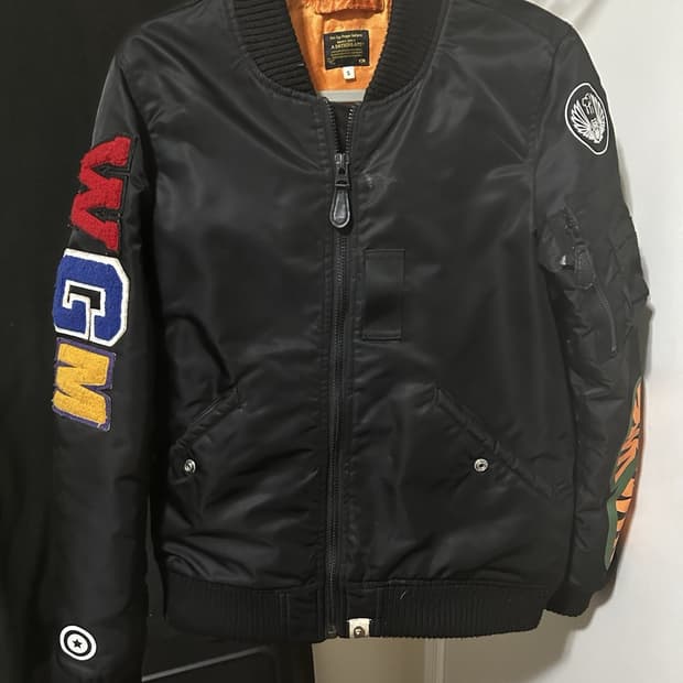 베이프 샤크 MA-1 블랙 봄버 자켓