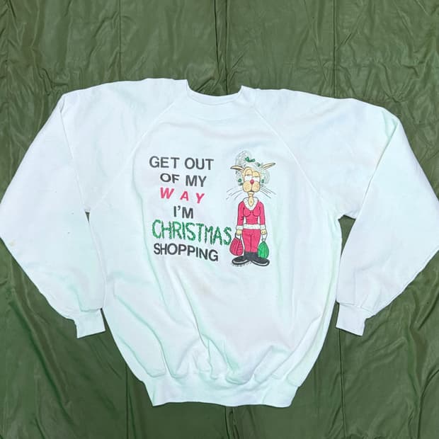 90's 헤인즈 크리스마스 그래픽 스웻셔츠 XL