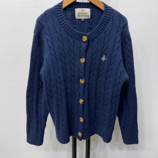 정품) 비비안웨스트우드 여성 케이블 니트 가디건 M