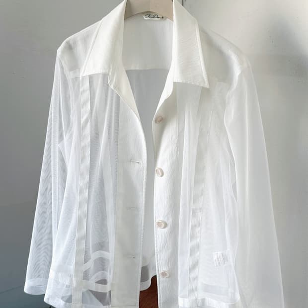 Sheer fabric design mesh blouse shirt