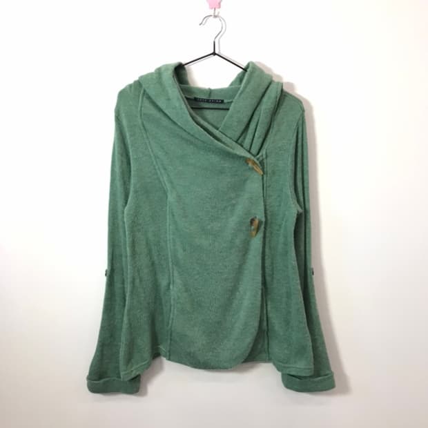 Green Asymmetric Toggle Hooded Cardigan
