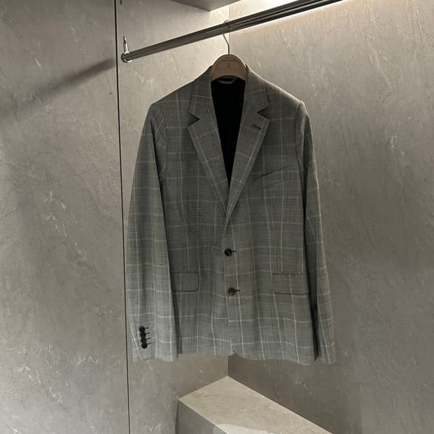 발렌시아가 러버패치 체크 블레이저 자켓