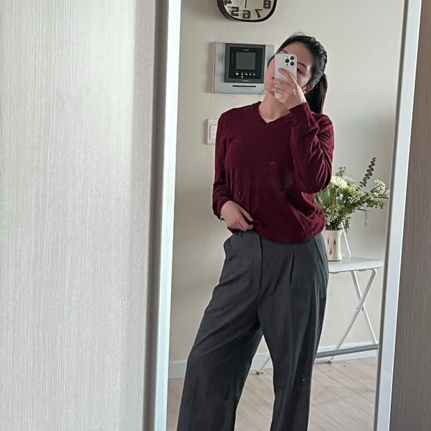 GAP 버건디 v neck 스웨터