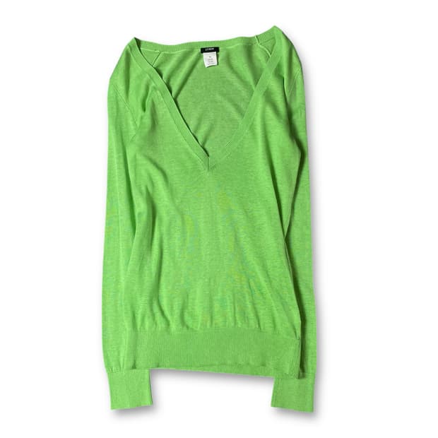 제이크루 연두 딥브이넥 긴팔 니트 XS 