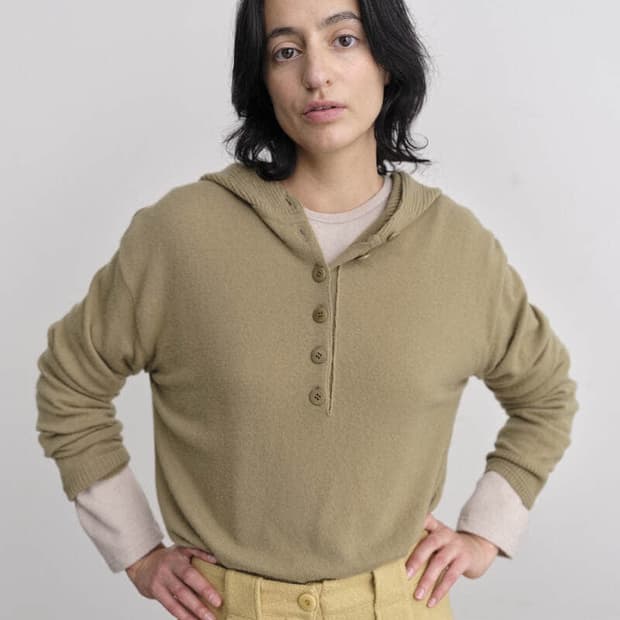 S]컬러컬러 니트 후디 올리브