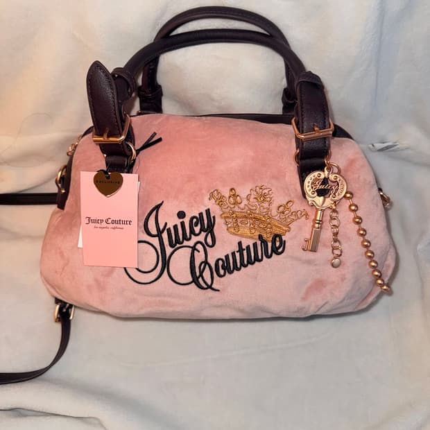 쥬시꾸뛰르 핑크 벨벳 핸드백 베이비베어 베메클 빈티지 갸루