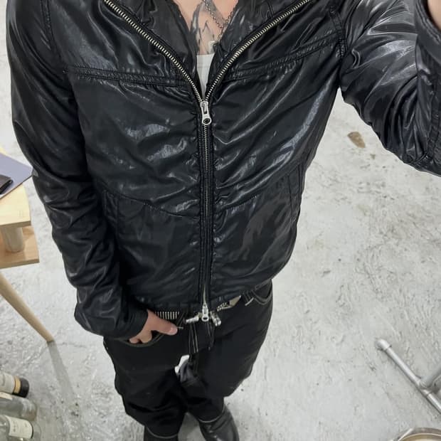 vtg nylon 2way zip hood jacket