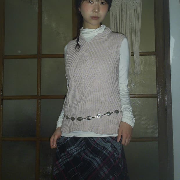 vintage pink angel knit vest top