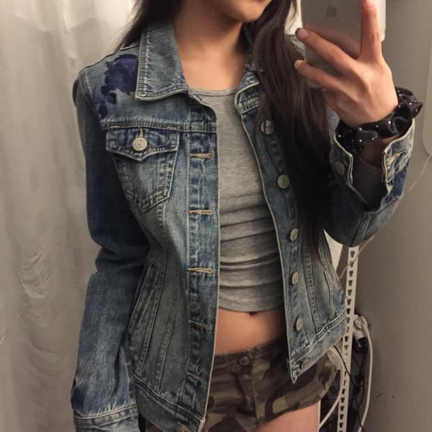 True Religion 트루릴리전 플라워 자수 데님 자켓