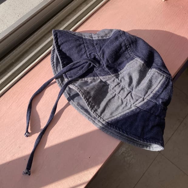  배색 데님 버킷햇