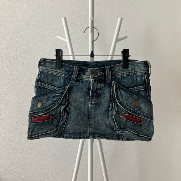 일본빈티지 카고 데님 스커트 y2k 초미니스커트 카고스커트
