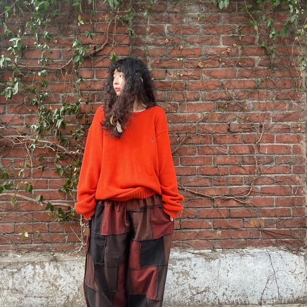 다크 히피 패치워크 와이드 팬츠